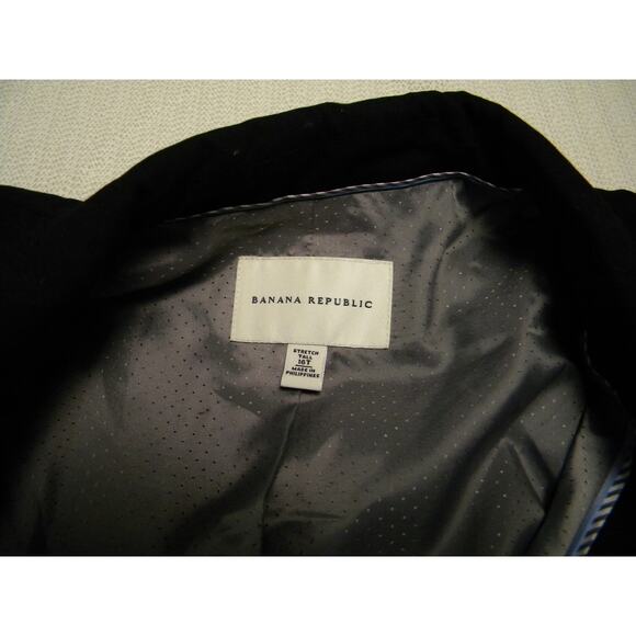 Banana Republic Black Stretch Blazer Size 16 Tall Once Button Career Work Jacket - Picture 4 of 10